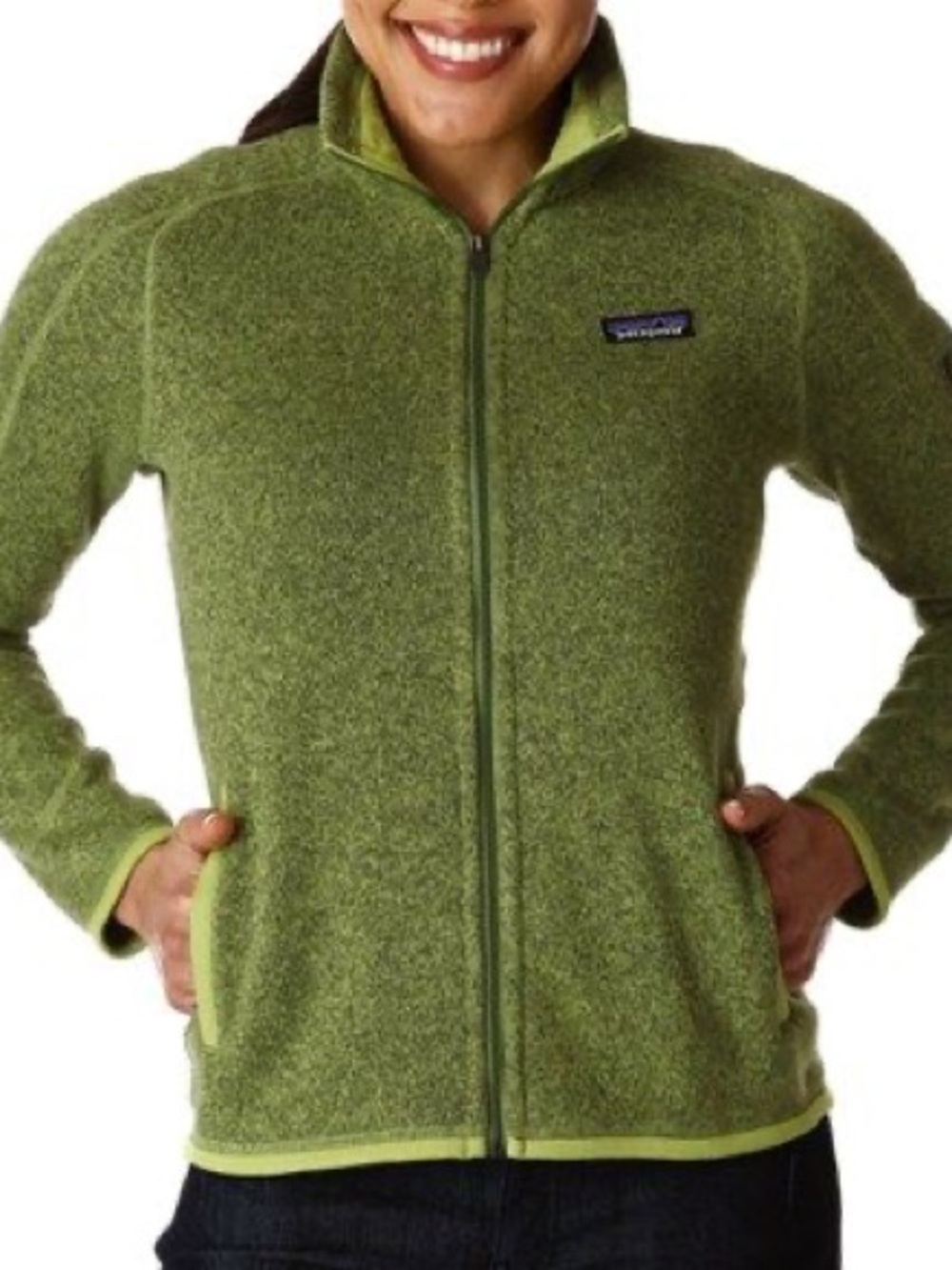 Patagonia Women's Green Heather Full-Zip Fleece Jacket layering outdoor